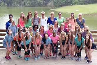 Pageant contestants gather for group photo.